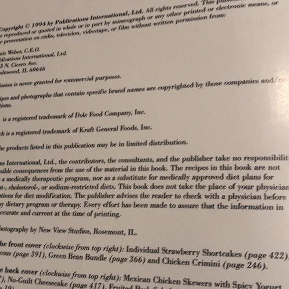 Light Cooking Cookbook Low Fat, Calorie& Cholesterol Publications International - Picture 6 of 10